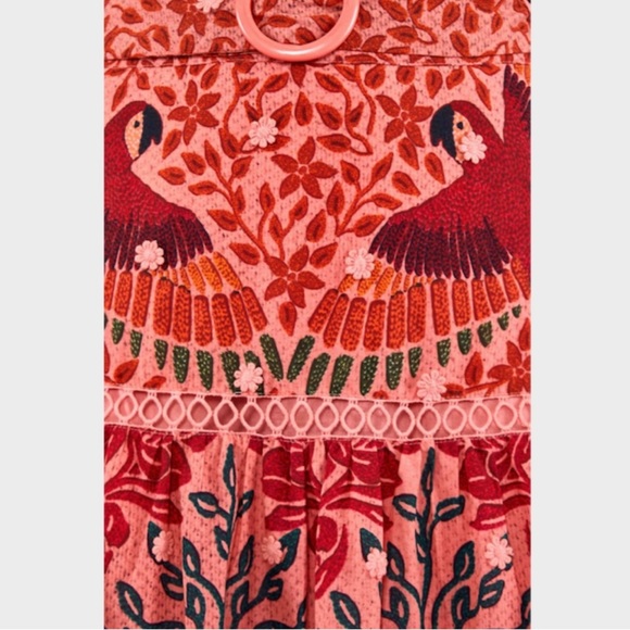 Farm Rio Ainika Print Macaws 3D Flower Apliques Maxi Skirt - Picture 12 of 12